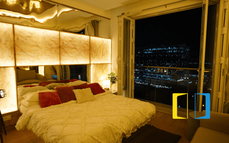 Balcony overlooking lush greenery in Bangalore high-rise apartments